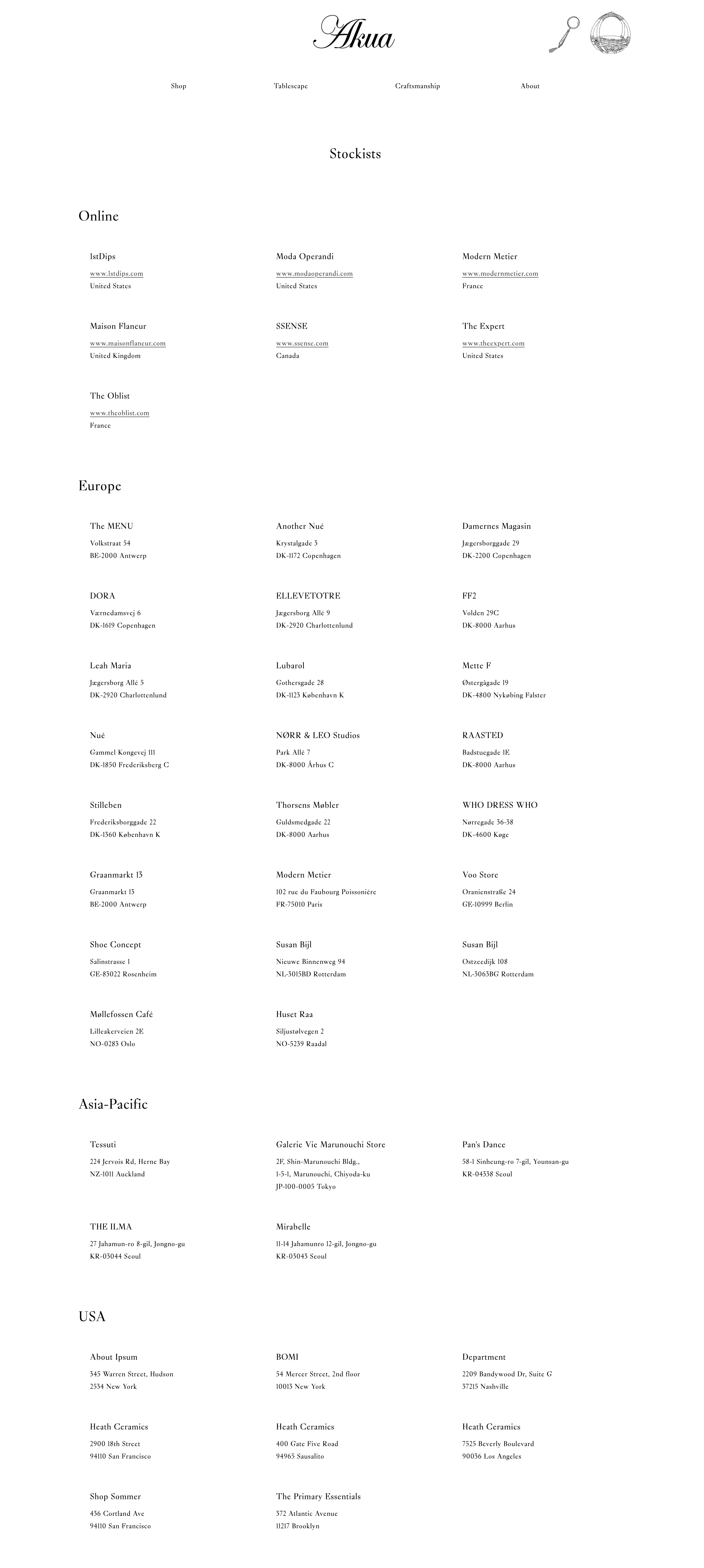 Akua Objects Stockists