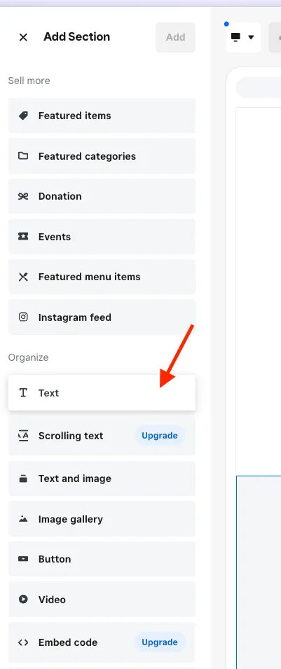 Square Online Add Text
